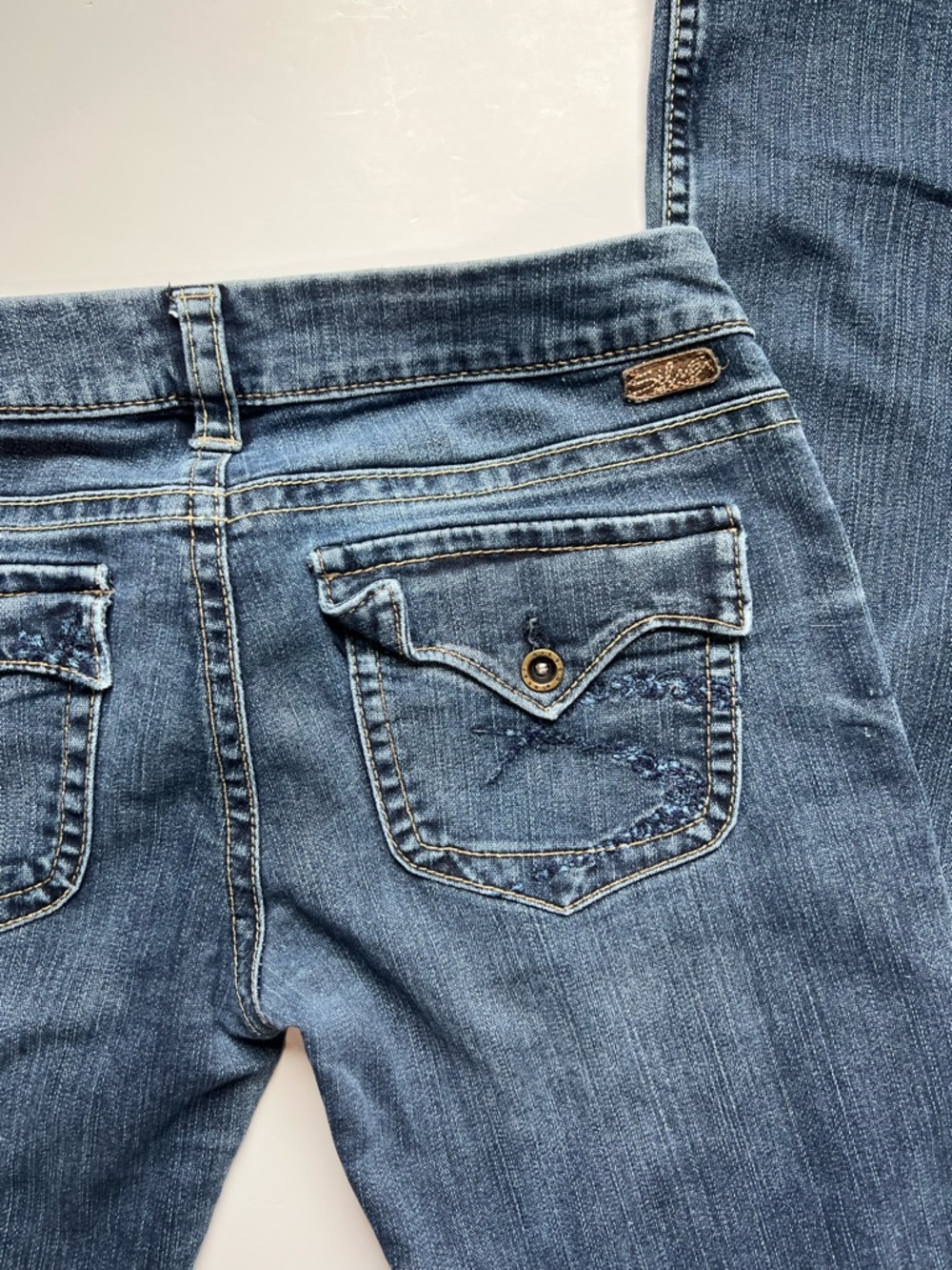 Silver Jeans Low Rise Flare Denim Blue Jeans Women's Size 28/33 Y2K Western Boho - Picture 4 of 12